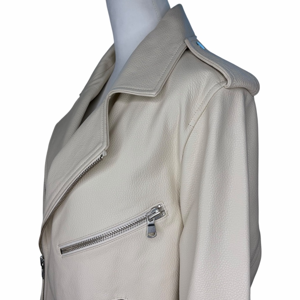 Women's Cream Leather Jacket Size 4 - Picture 4 of 11